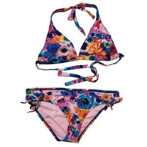 Candies Floral Bikini 2 Piece Swimsuit XL Bold Colorful Print
